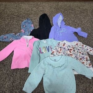 Kids Floral and Solid Color Tops Set